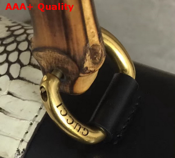 Gucci Animalier Bamboo Top Handle Bag in Black Cowhide Leather Replica