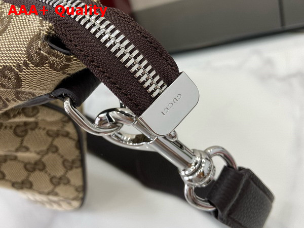 Gucci B Large Shoulder Bag in Beige and Dark Brown GG Canvas 800194 Replica
