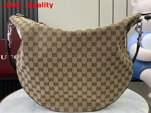 Gucci B Large Shoulder Bag in Beige and Dark Brown GG Canvas 800194 Replica