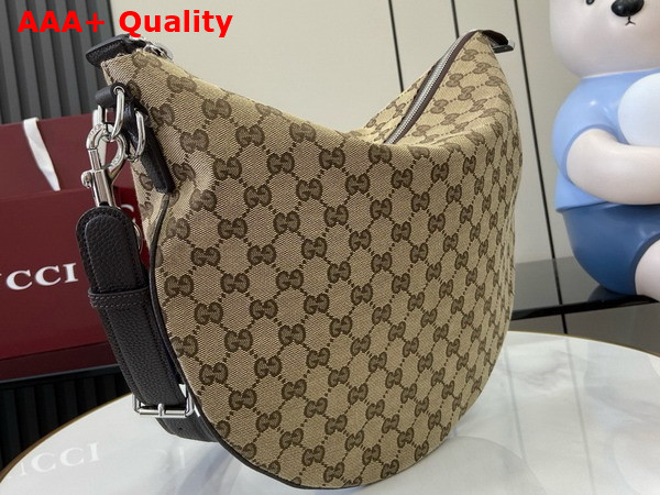 Gucci B Medium Shoulder Bag in Beige and Dark Brown GG Canvas 817420 Replica