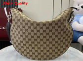 Gucci B Medium Shoulder Bag in Beige and Dark Brown GG Canvas 817420 Replica