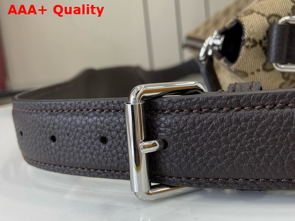 Gucci B Medium Shoulder Bag in Beige and Dark Brown GG Canvas 817420 Replica