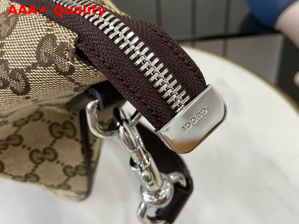 Gucci B Medium Shoulder Bag in Beige and Dark Brown GG Canvas 817420 Replica