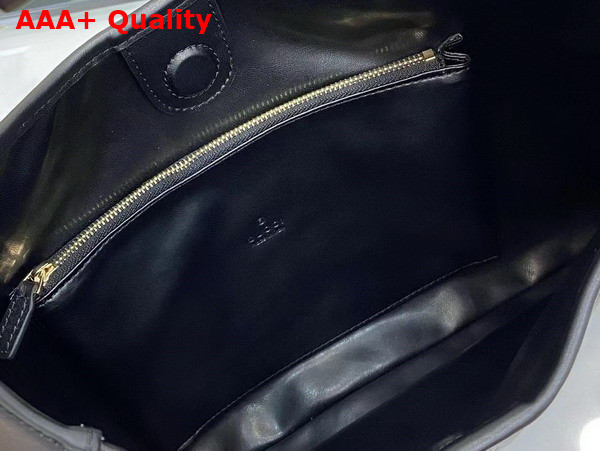 Gucci B Medium Shoulder Bag in Black GG Embossed Leather 834981 Replica