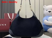 Gucci B Medium Shoulder Bag in Black Micro GG Embossed Suede Leather 834981 Replica