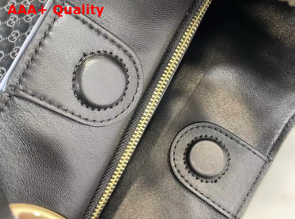 Gucci B Medium Shoulder Bag in Black Micro GG Embossed Suede Leather 834981 Replica