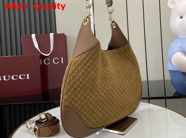 Gucci B Medium Shoulder Bag in Brown Micro GG Embossed Suede Leather 834981 Replica
