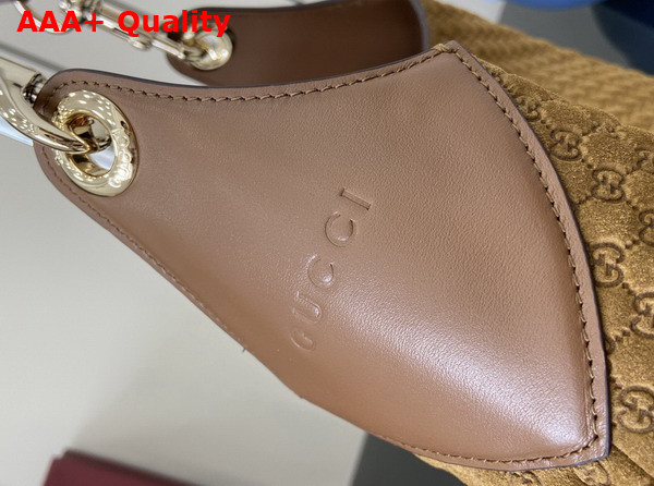 Gucci B Medium Shoulder Bag in Brown Micro GG Embossed Suede Leather 834981 Replica