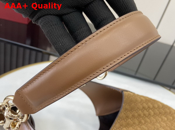 Gucci B Medium Shoulder Bag in Brown Micro GG Embossed Suede Leather 834981 Replica