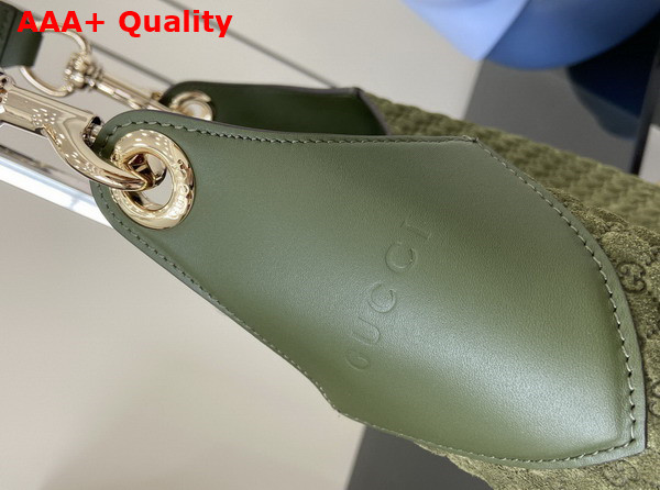 Gucci B Medium Shoulder Bag in Dark Green Micro GG Embossed Suede Leather 834981 Replica