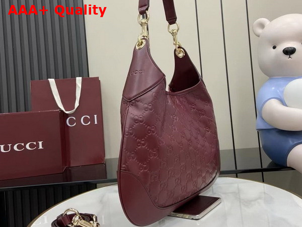 Gucci B Medium Shoulder Bag in Rosso Ancora Red GG Embossed Leather 834981 Replica