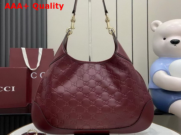 Gucci B Medium Shoulder Bag in Rosso Ancora Red GG Embossed Leather 834981 Replica
