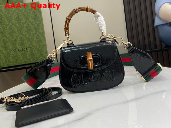 Gucci Bamboo 1947 Mini Bag in Black Patent Leather 786482 Replica