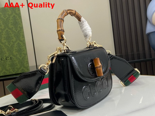 Gucci Bamboo 1947 Mini Bag in Black Patent Leather 786482 Replica
