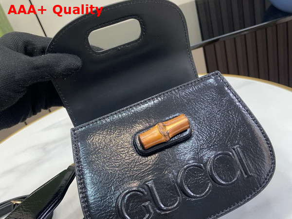 Gucci Bamboo 1947 Mini Bag in Black Patent Leather 786482 Replica