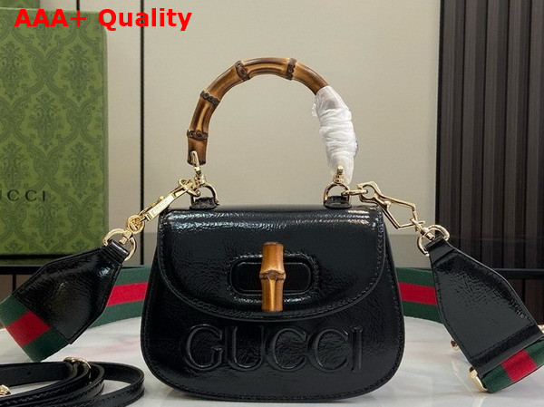 Gucci Bamboo 1947 Mini Bag in Black Patent Leather 786482 Replica