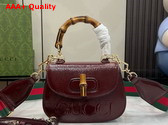 Gucci Bamboo 1947 Mini Bag in Dark Red Patent Leather 786482 Replica
