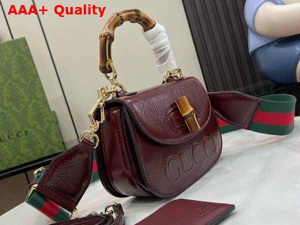 Gucci Bamboo 1947 Mini Bag in Dark Red Patent Leather 786482 Replica