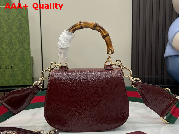 Gucci Bamboo 1947 Mini Bag in Dark Red Patent Leather 786482 Replica