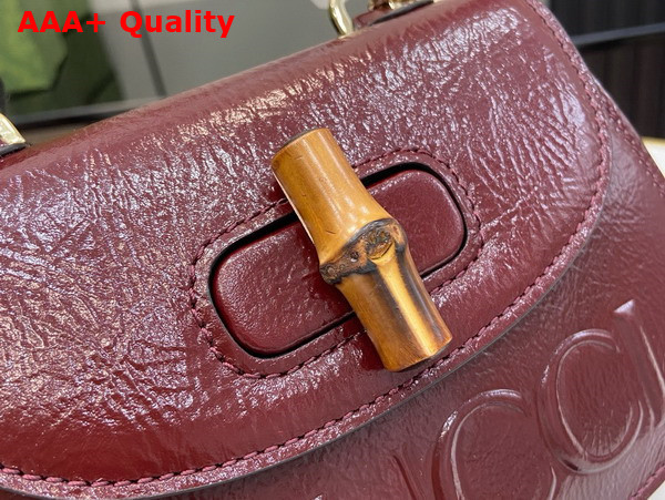 Gucci Bamboo 1947 Mini Bag in Dark Red Patent Leather 786482 Replica