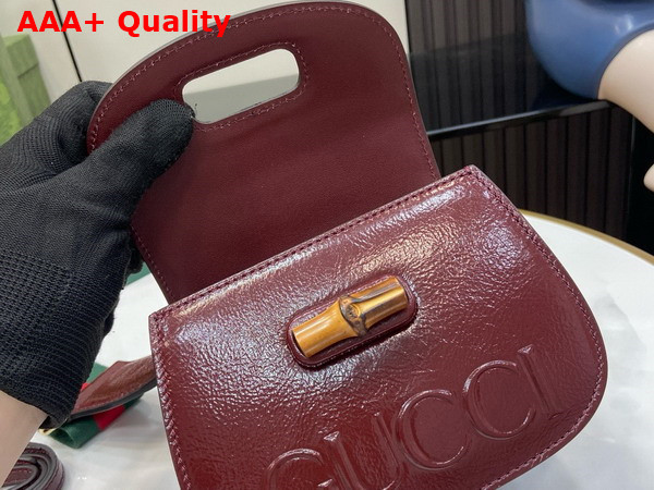 Gucci Bamboo 1947 Mini Bag in Dark Red Patent Leather 786482 Replica
