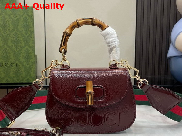 Gucci Bamboo 1947 Mini Bag in Dark Red Patent Leather 786482 Replica