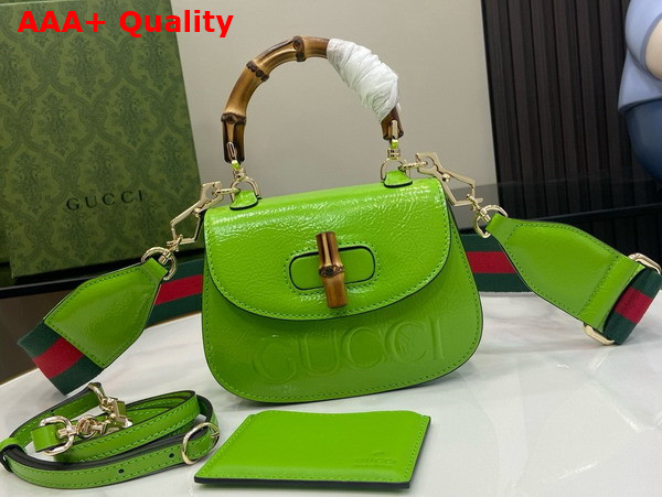Gucci Bamboo 1947 Mini Bag in Green Patent Leather 786482 Replica