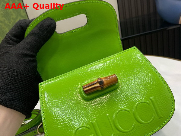 Gucci Bamboo 1947 Mini Bag in Green Patent Leather 786482 Replica