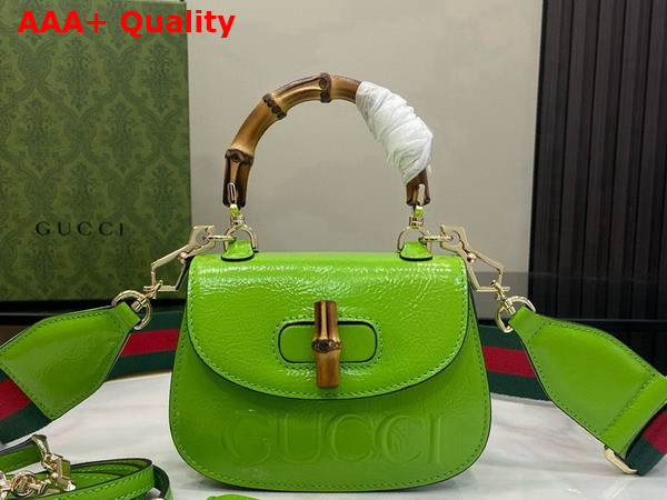 Gucci Bamboo 1947 Mini Bag in Green Patent Leather 786482 Replica