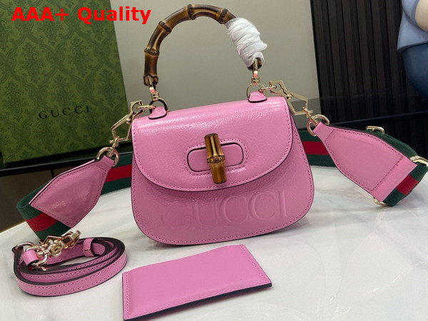 Gucci Bamboo 1947 Mini Bag in Pink Patent Leather 786482 Replica