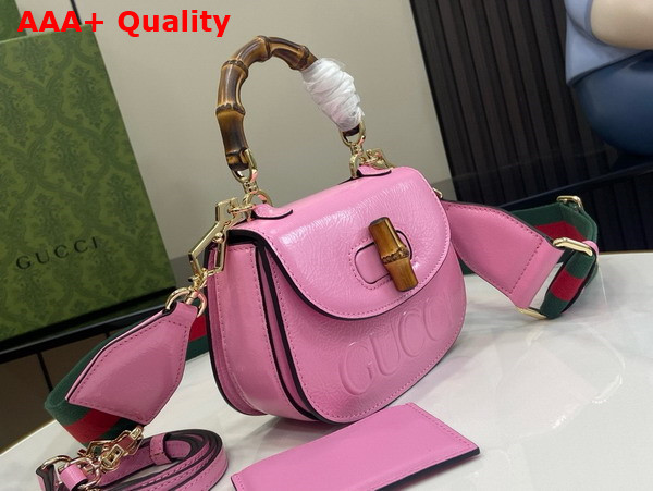 Gucci Bamboo 1947 Mini Bag in Pink Patent Leather 786482 Replica