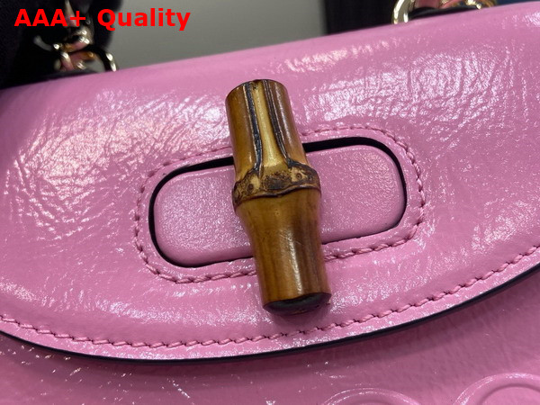 Gucci Bamboo 1947 Mini Bag in Pink Patent Leather 786482 Replica