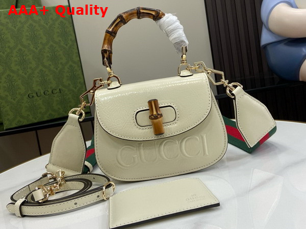 Gucci Bamboo 1947 Mini Bag in White Patent Leather 786482 Replica