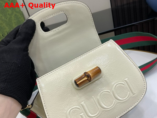 Gucci Bamboo 1947 Mini Bag in White Patent Leather 786482 Replica