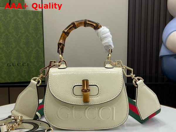 Gucci Bamboo 1947 Mini Bag in White Patent Leather 786482 Replica