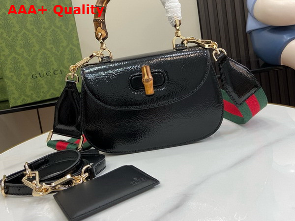 Gucci Bamboo 1947 Small Bag in Black Patent Leather 675797 Replica