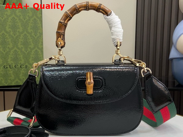 Gucci Bamboo 1947 Small Bag in Black Patent Leather 675797 Replica