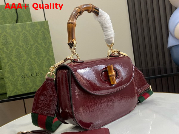 Gucci Bamboo 1947 Small Bag in Dark Red Patent Leather 675797 Replica