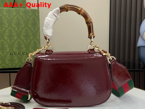 Gucci Bamboo 1947 Small Bag in Dark Red Patent Leather 675797 Replica
