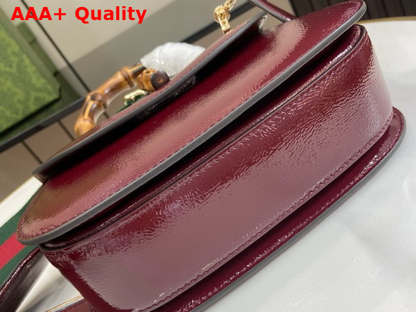 Gucci Bamboo 1947 Small Bag in Dark Red Patent Leather 675797 Replica