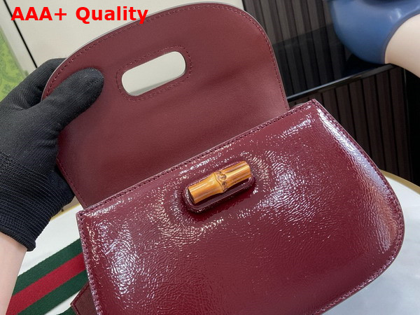Gucci Bamboo 1947 Small Bag in Dark Red Patent Leather 675797 Replica