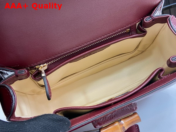 Gucci Bamboo 1947 Small Bag in Dark Red Patent Leather 675797 Replica
