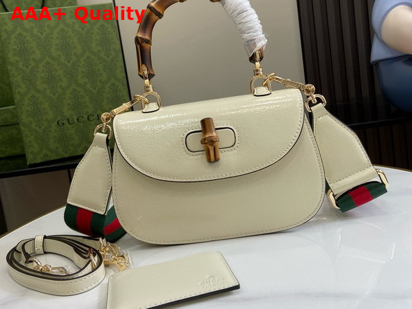 Gucci Bamboo 1947 Small Bag in White Patent Leather 675797 Replica