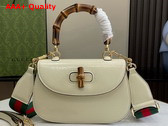 Gucci Bamboo 1947 Small Bag in White Patent Leather 675797 Replica