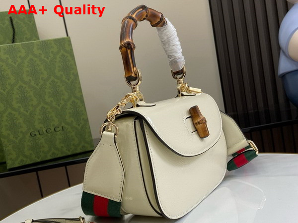 Gucci Bamboo 1947 Small Bag in White Patent Leather 675797 Replica