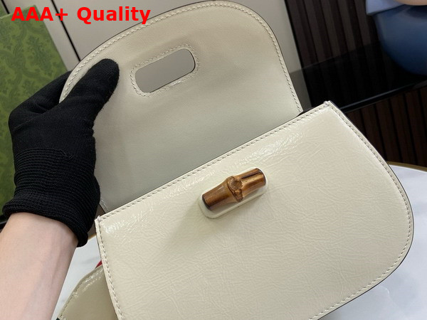 Gucci Bamboo 1947 Small Bag in White Patent Leather 675797 Replica