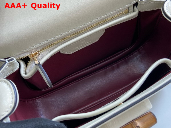 Gucci Bamboo 1947 Small Bag in White Patent Leather 675797 Replica