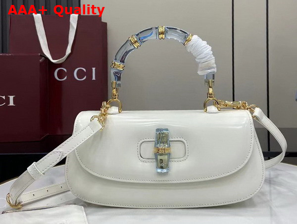 Gucci Bamboo Diva Medium Bag in White Leather 827750 Replica