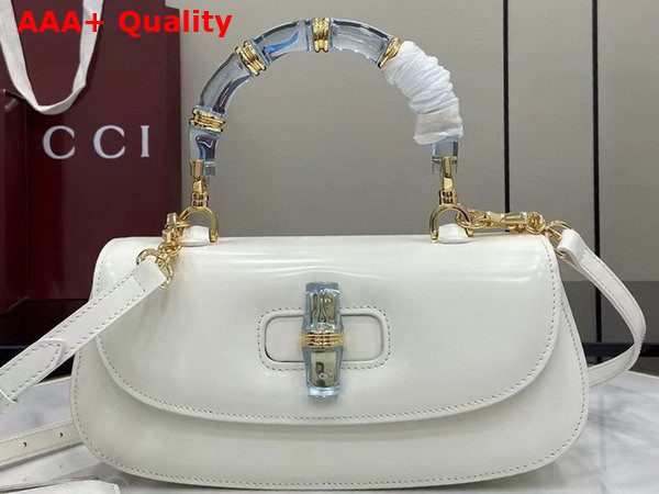 Gucci Bamboo Diva Medium Bag in White Leather 827750 Replica