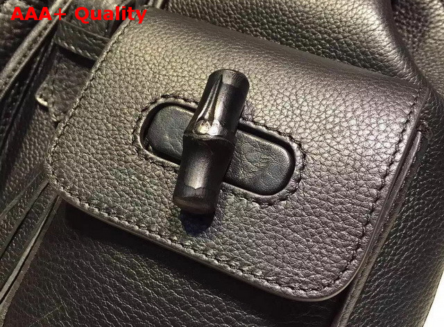 Gucci Bamboo Leather Backpack Black Replica